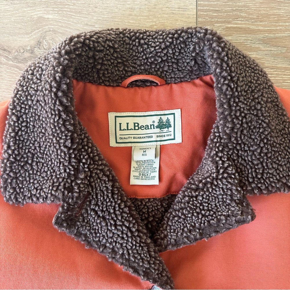 L.L. Bean Women's Rust Orange Jacket with Brown Trim - Picture 6 of 10